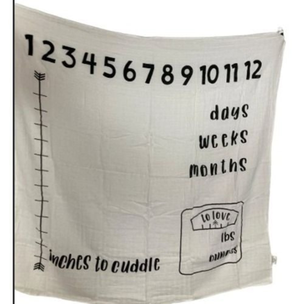 Imagin8 White Muslin Cotton Baby Milestone Blanket Tracker Photo Prop Backdrop